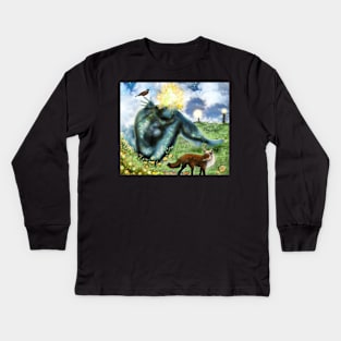 The Loneliness of the long Distance Summer or The Light from Houses [Digital Fantasy Figure Illustration] Kids Long Sleeve T-Shirt